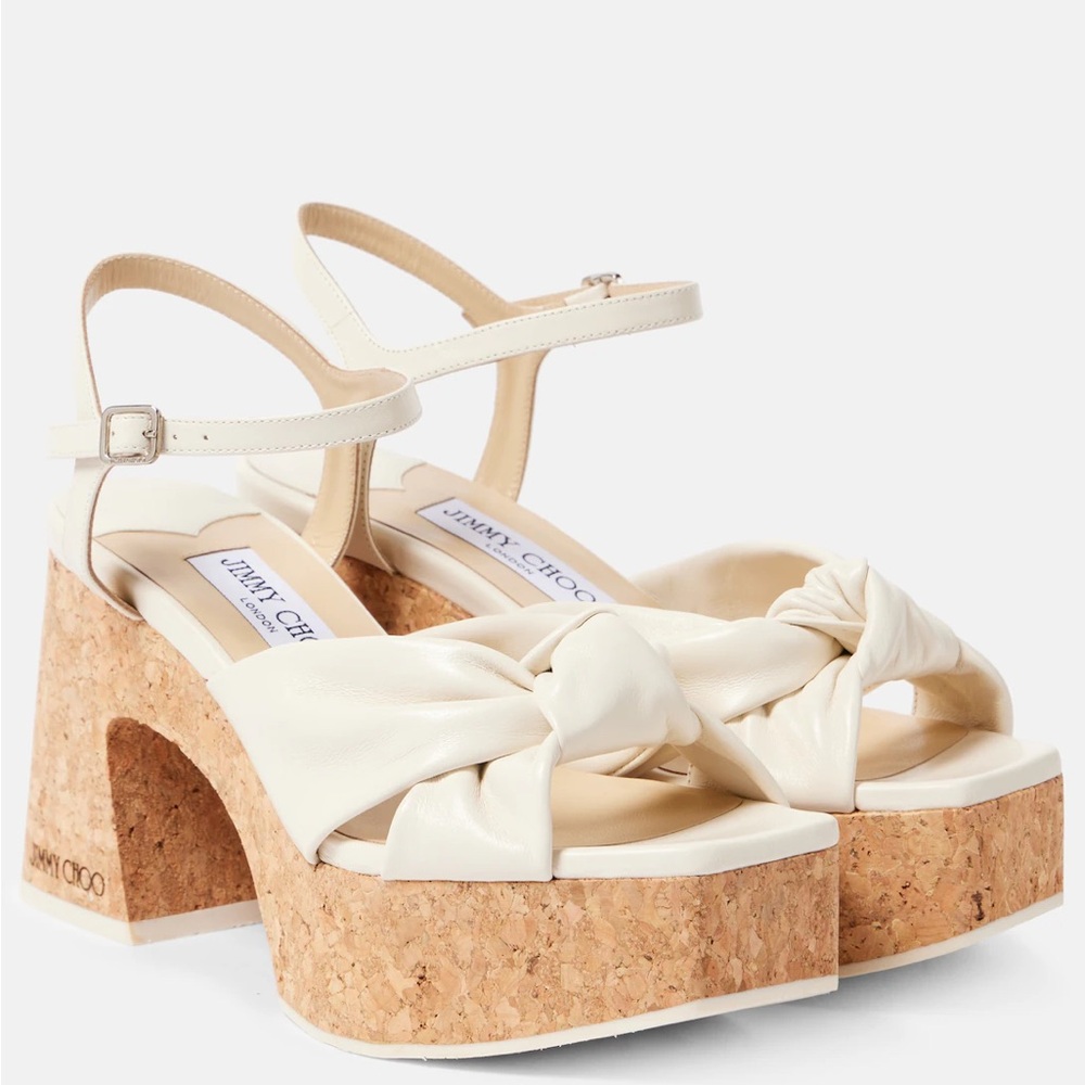 Jimmy Choo Cream Cork Platform Heels - Picture 10 of 12